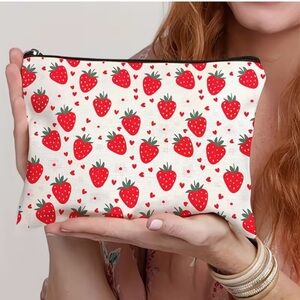 Strawberry Print Cosmetic Bag